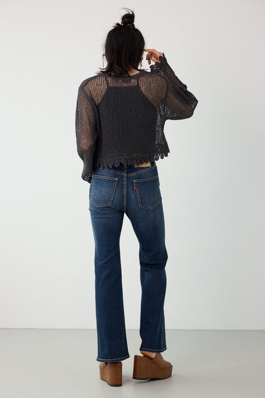 メッシュ柄リボンボレロ C.GRY FREE