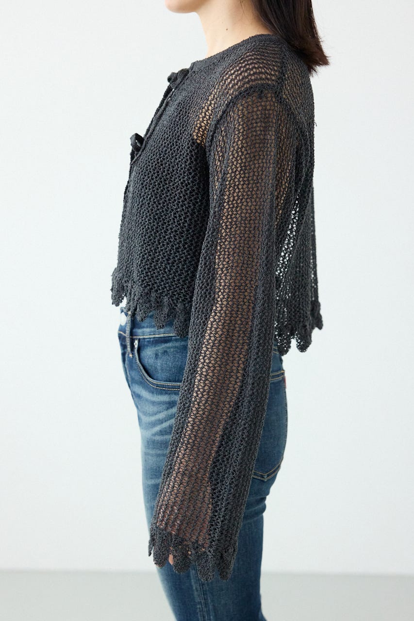 メッシュ柄リボンボレロ C.GRY FREE