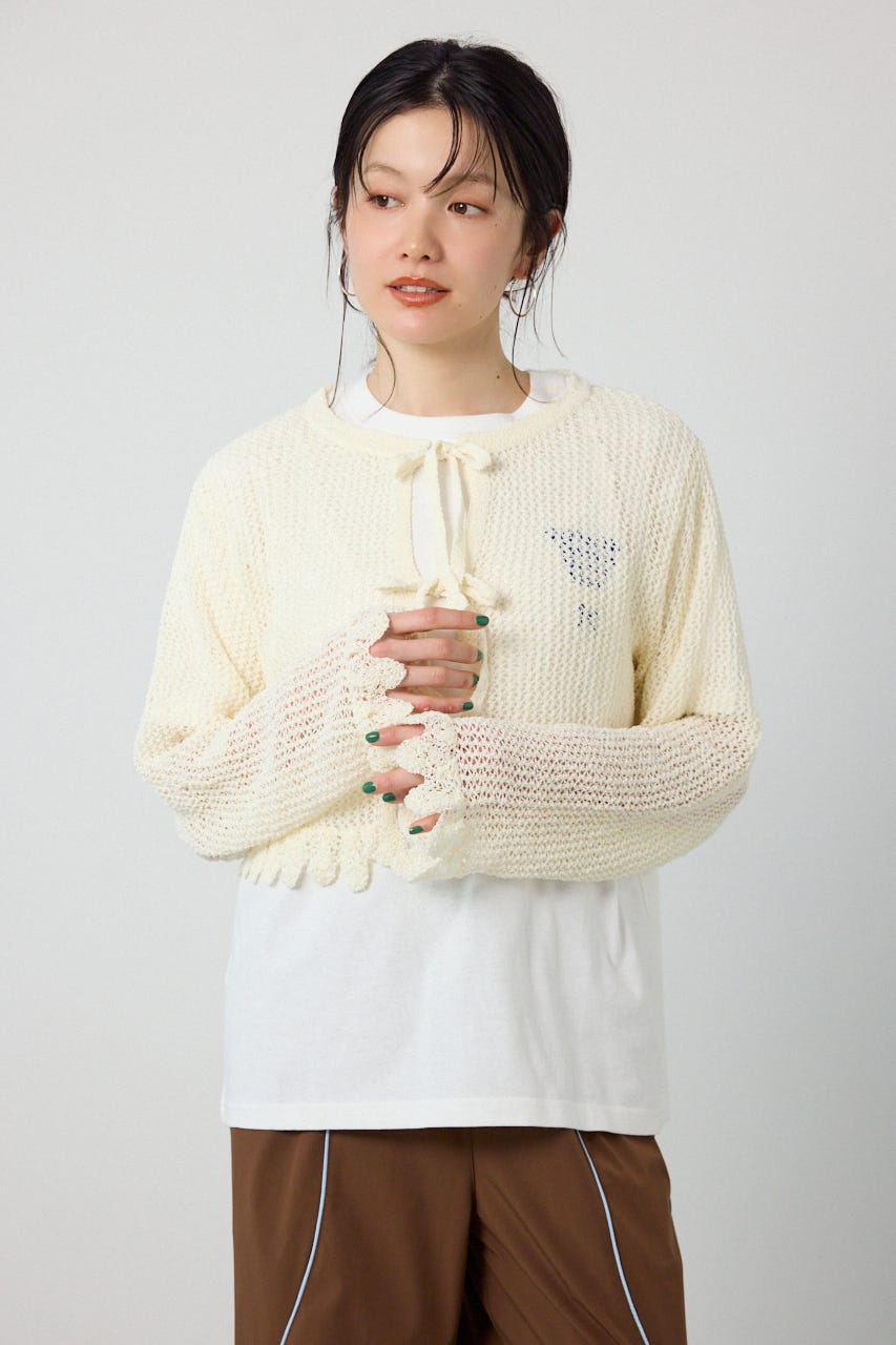 メッシュ柄リボンボレロ O/WHT FREE