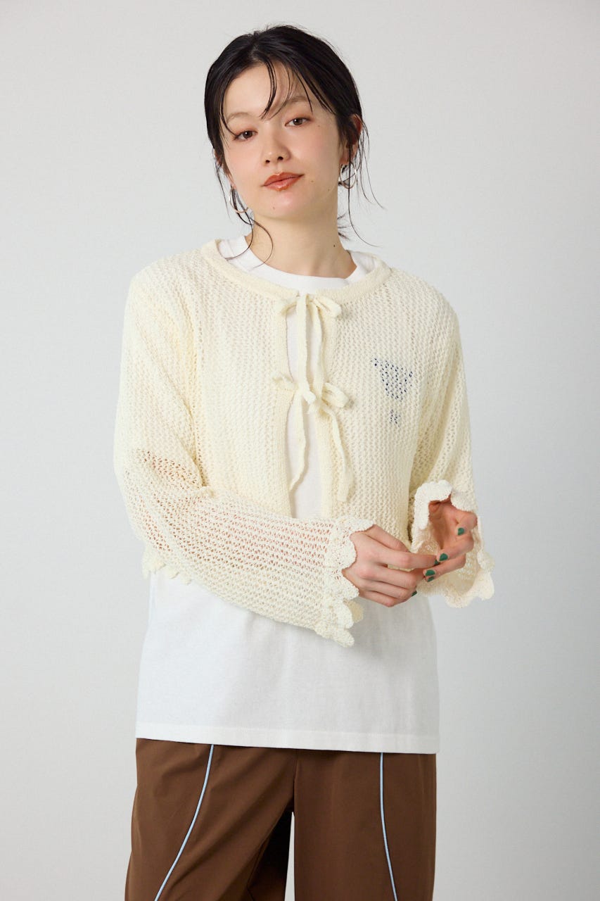 メッシュ柄リボンボレロ O/WHT FREE