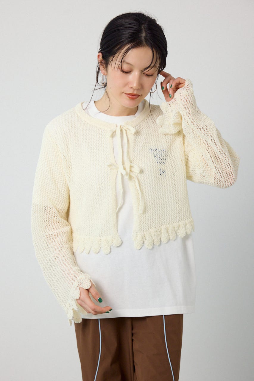 メッシュ柄リボンボレロ O/WHT FREE