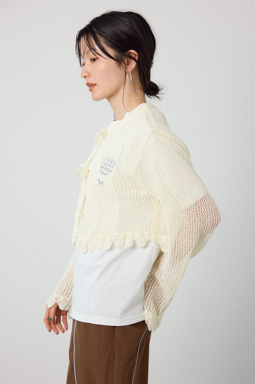 メッシュ柄リボンボレロ O/WHT FREE