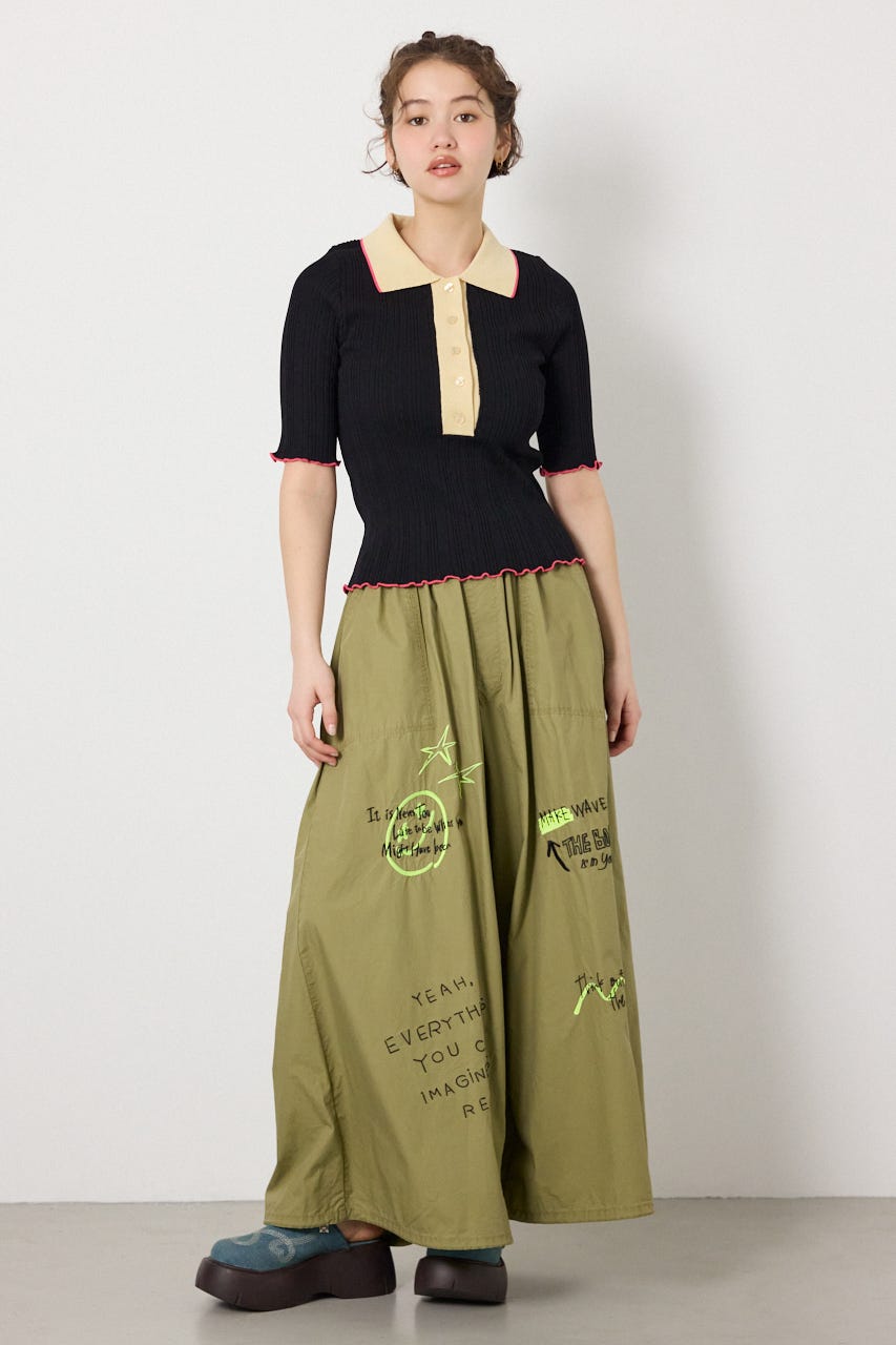 バイカラーポロニット BLK FREE