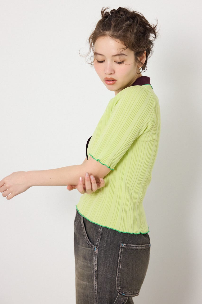 バイカラーポロニット GRN FREE