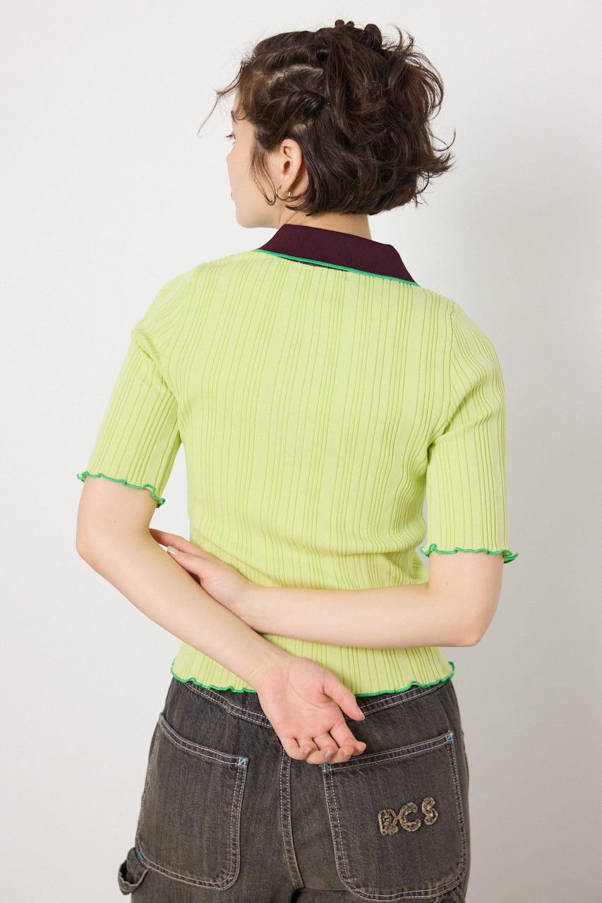 バイカラーポロニット GRN FREE