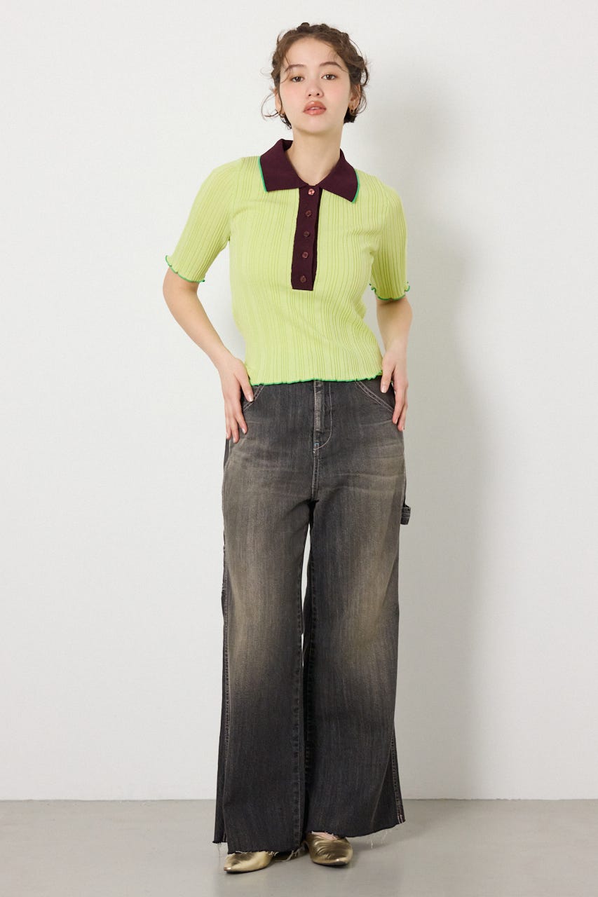 バイカラーポロニット GRN FREE