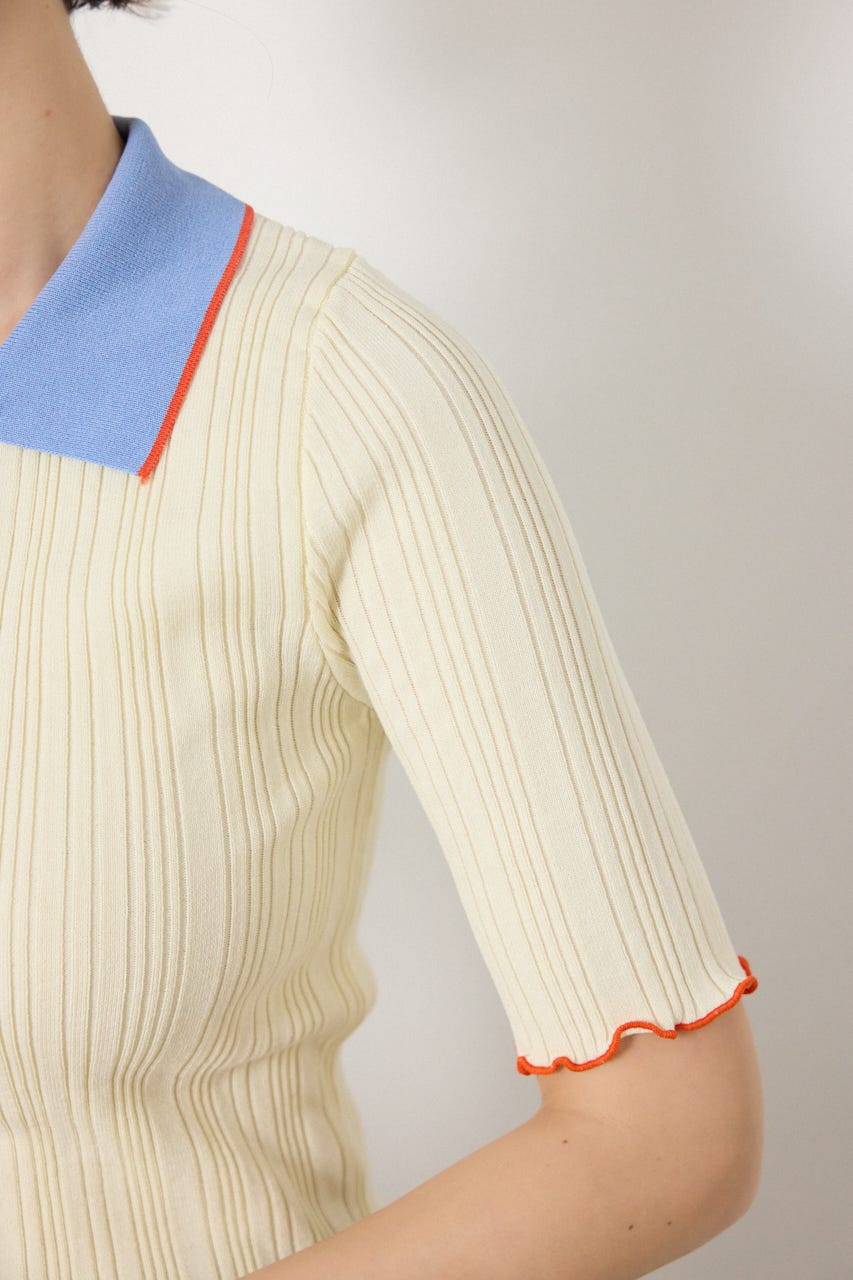 バイカラーポロニット O/WHT FREE