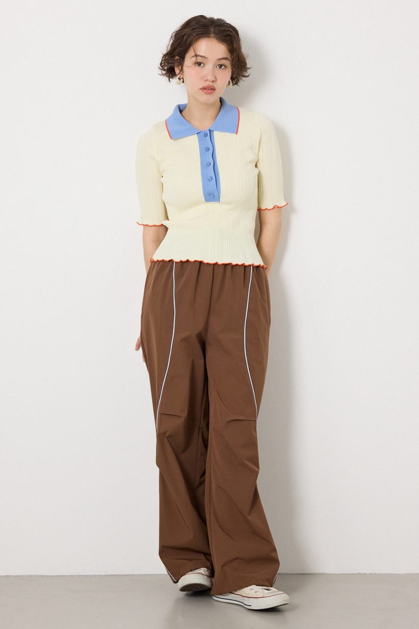 バイカラーポロニット O/WHT FREE