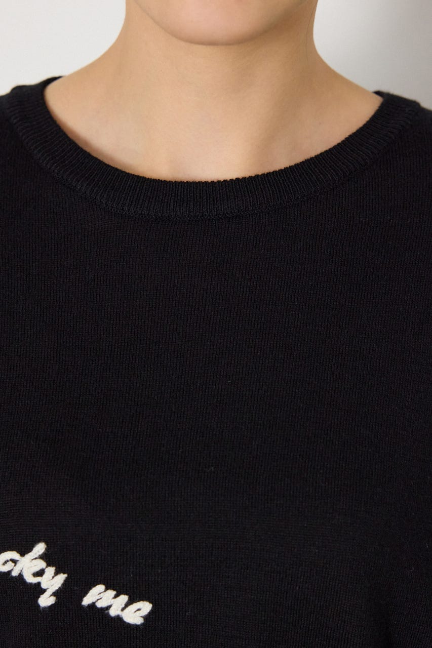 G.V embroideryニットトップス BLK FREE