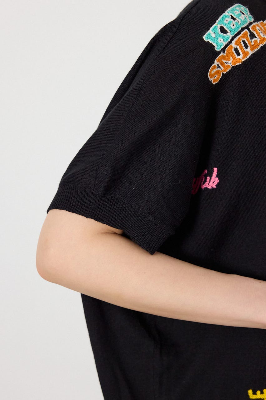 G.V embroideryニットトップス BLK FREE