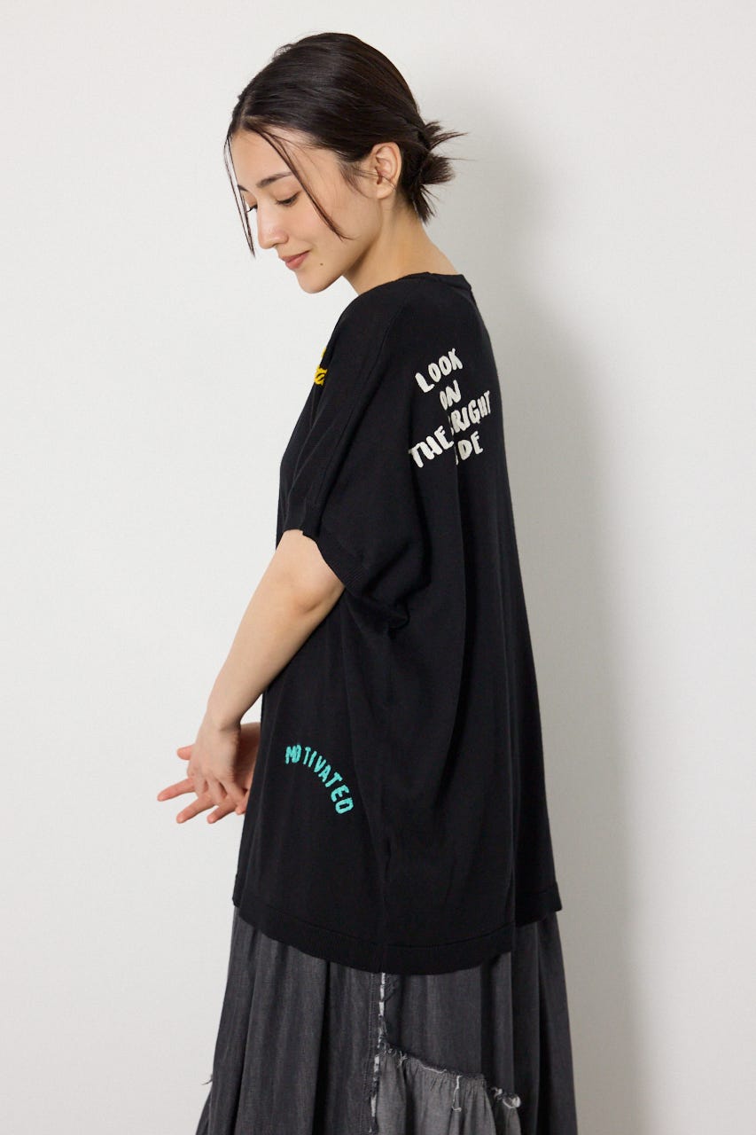 G.V embroideryニットトップス BLK FREE