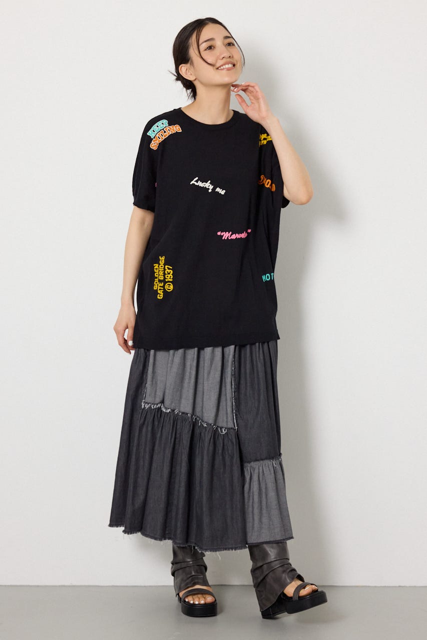 G.V embroideryニットトップス BLK FREE