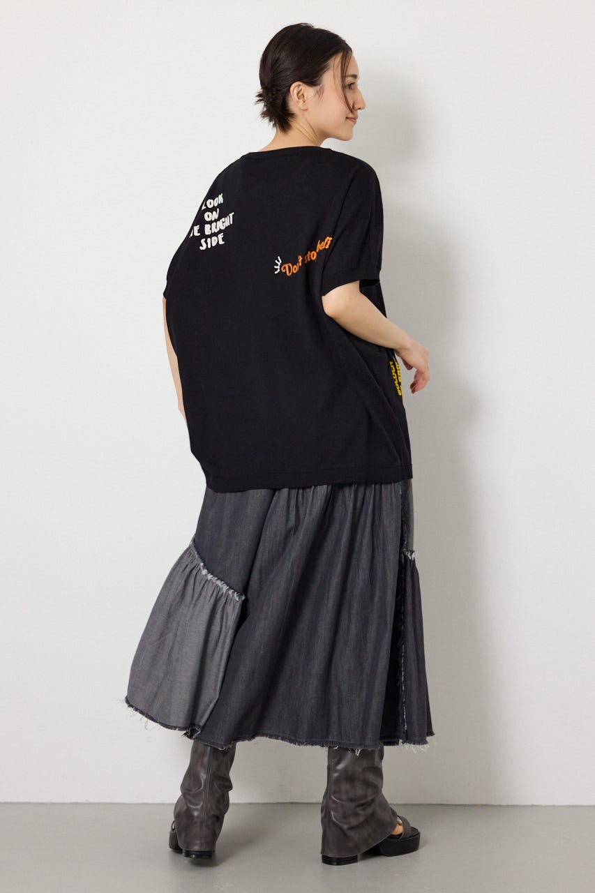 G.V embroideryニットトップス BLK FREE