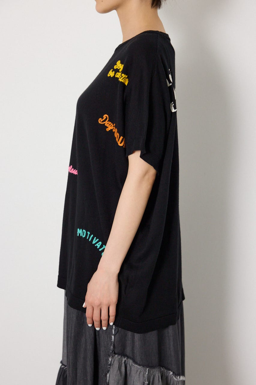 G.V embroideryニットトップス BLK FREE