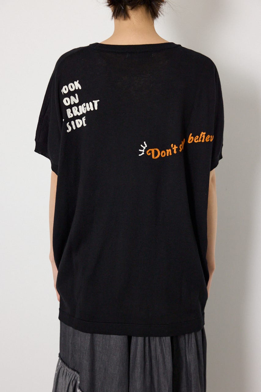 G.V embroideryニットトップス BLK FREE
