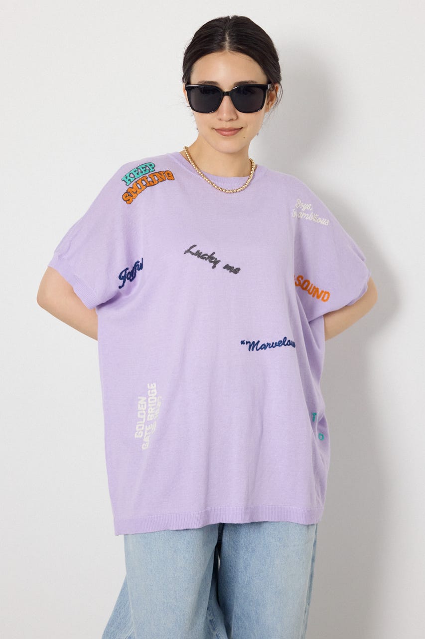 G.V embroideryニットトップス L/PUR FREE
