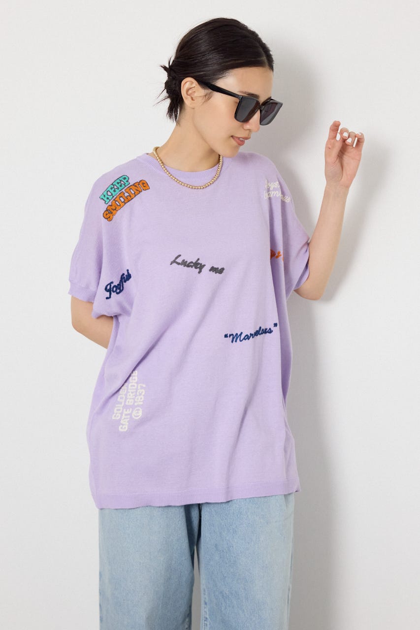 G.V embroideryニットトップス L/PUR FREE