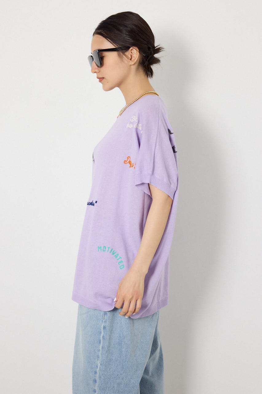 G.V embroideryニットトップス L/PUR FREE