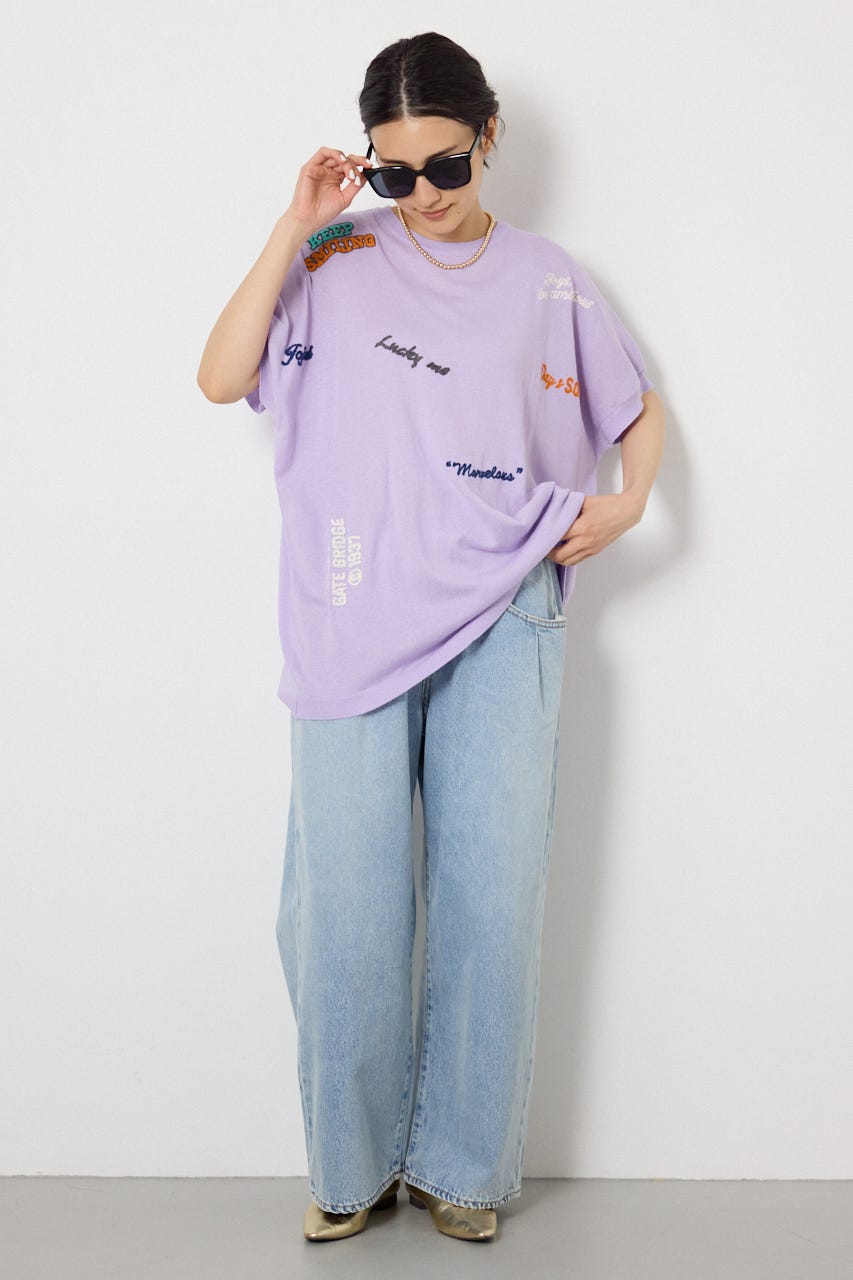 G.V embroideryニットトップス L/PUR FREE