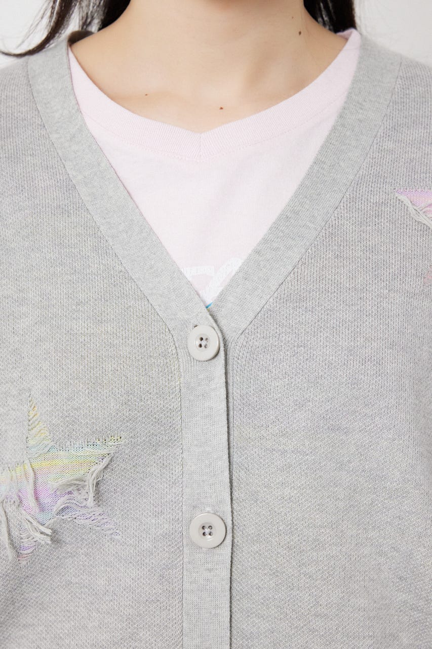 スター柄ニットカーディガン GRY FREE