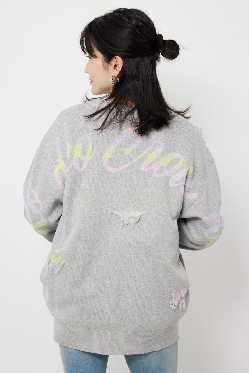 スター柄ニットカーディガン GRY FREE