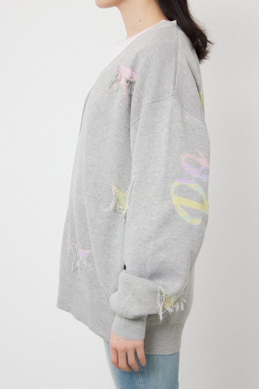 スター柄ニットカーディガン GRY FREE