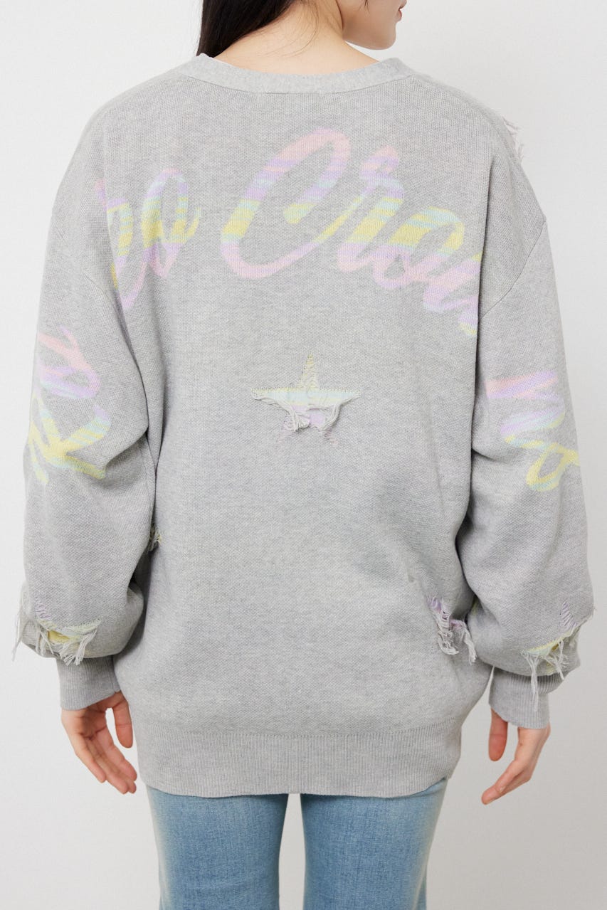 スター柄ニットカーディガン GRY FREE