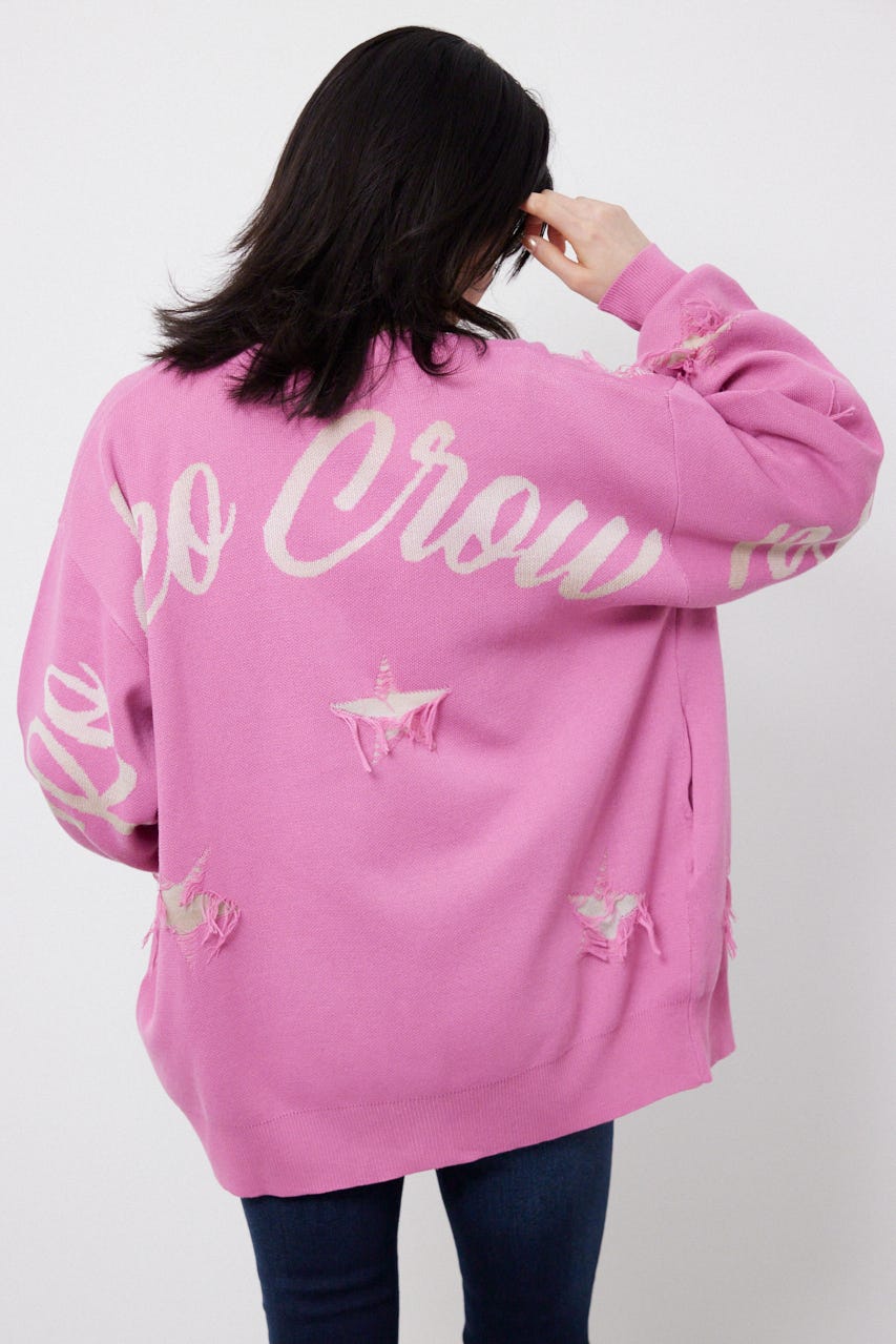 スター柄ニットカーディガン PNK FREE