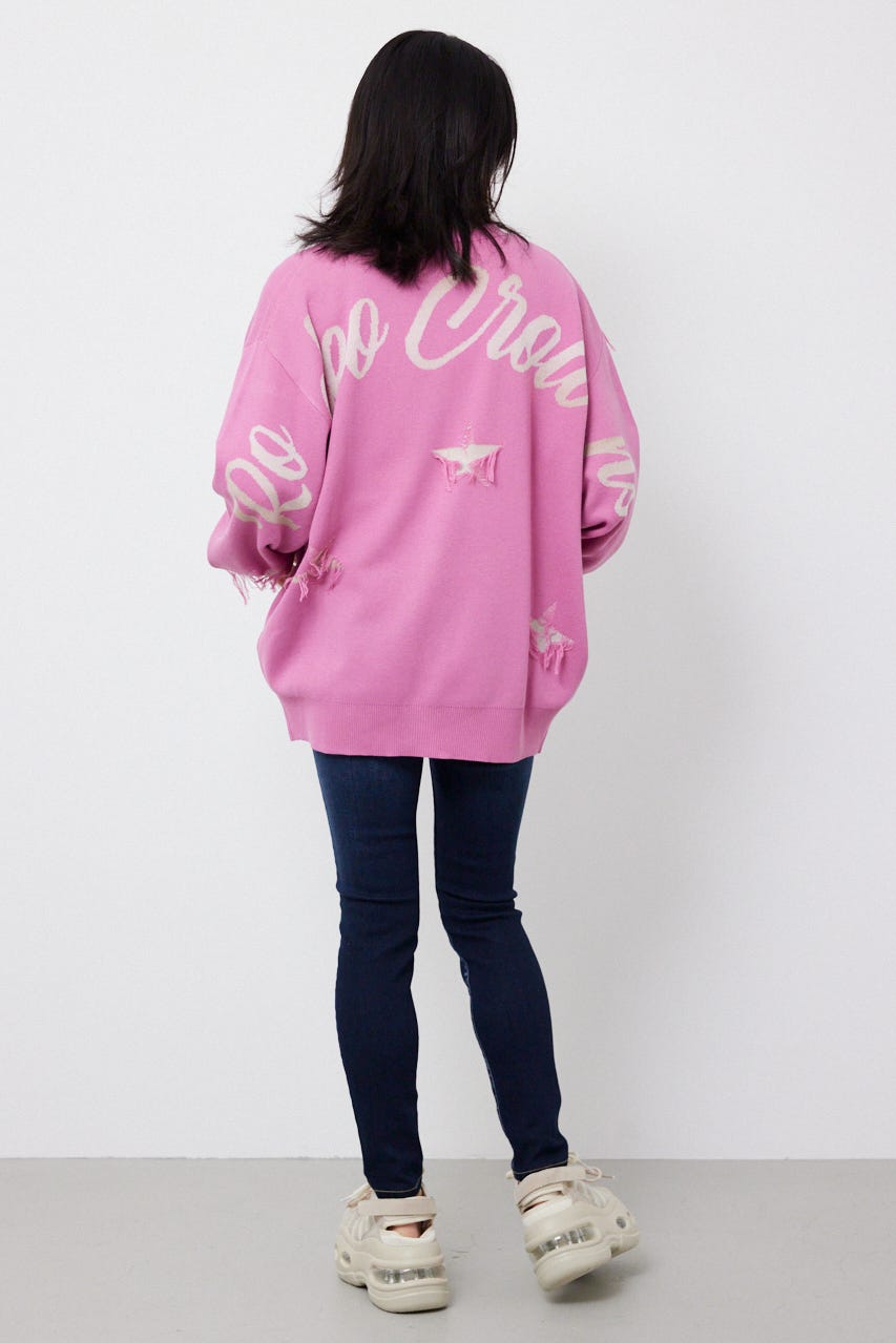 スター柄ニットカーディガン PNK FREE