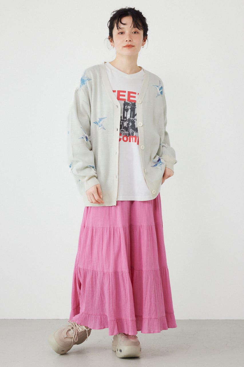 スター柄ニットカーディガン WHT FREE