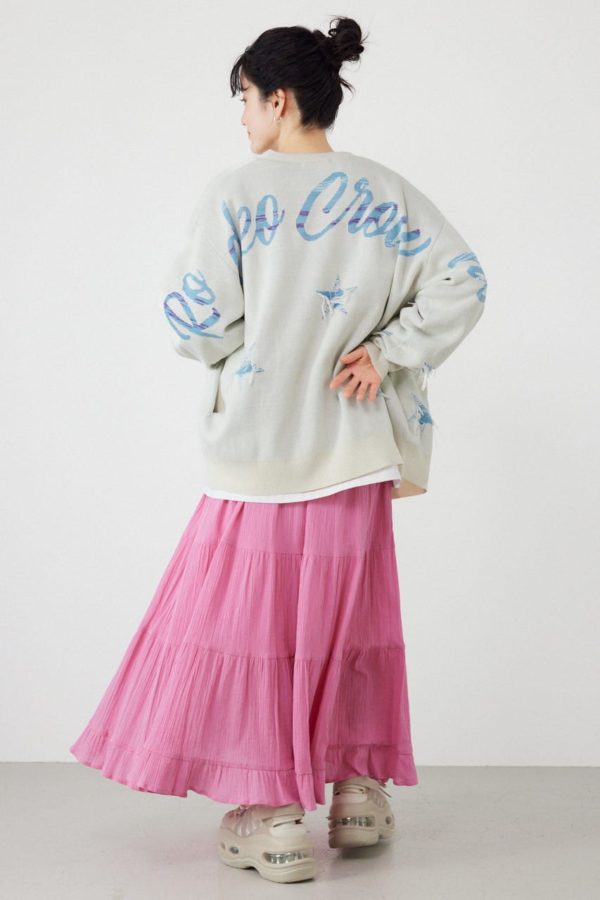 スター柄ニットカーディガン WHT FREE