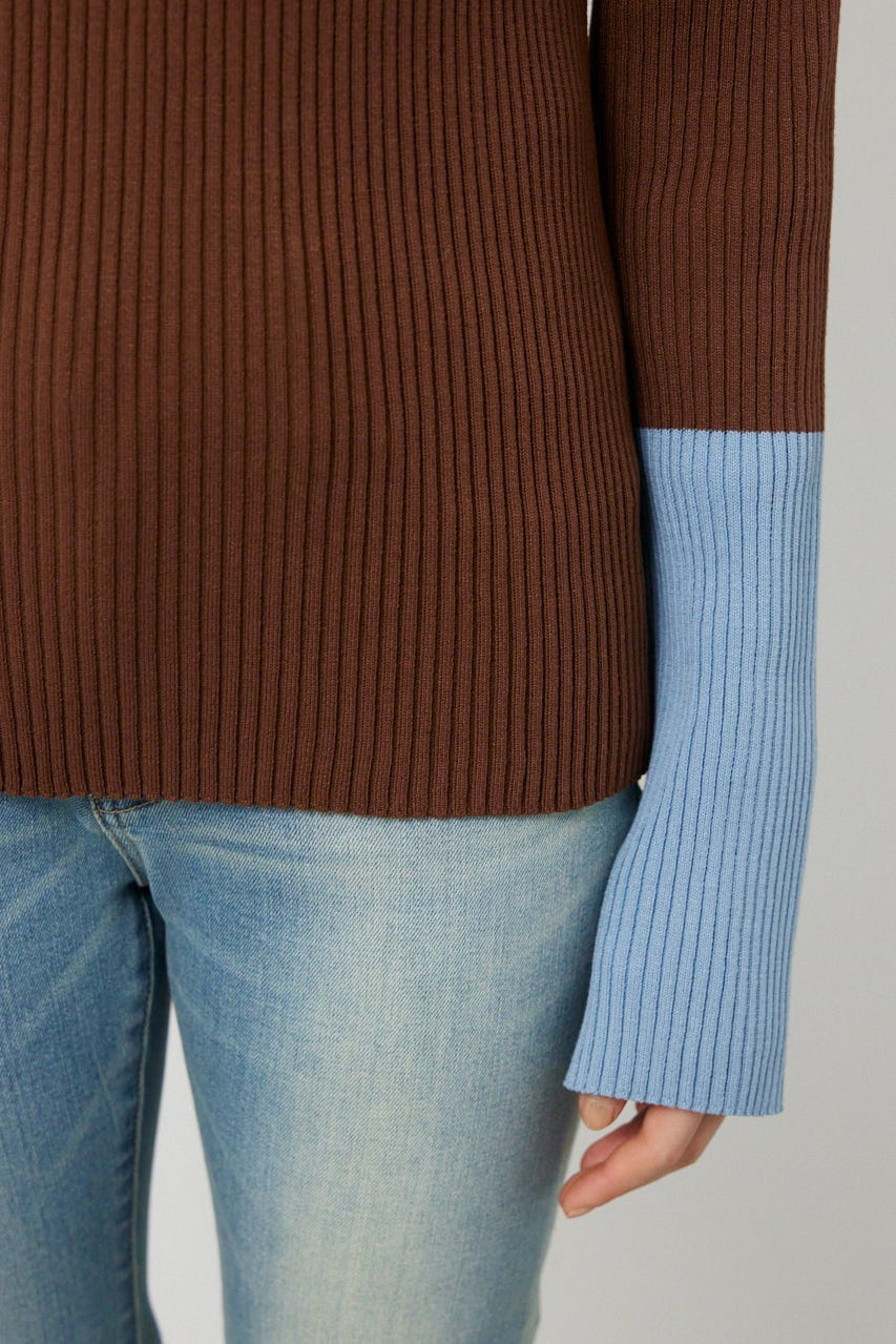 スリーブカラーニットトップス BRN FREE