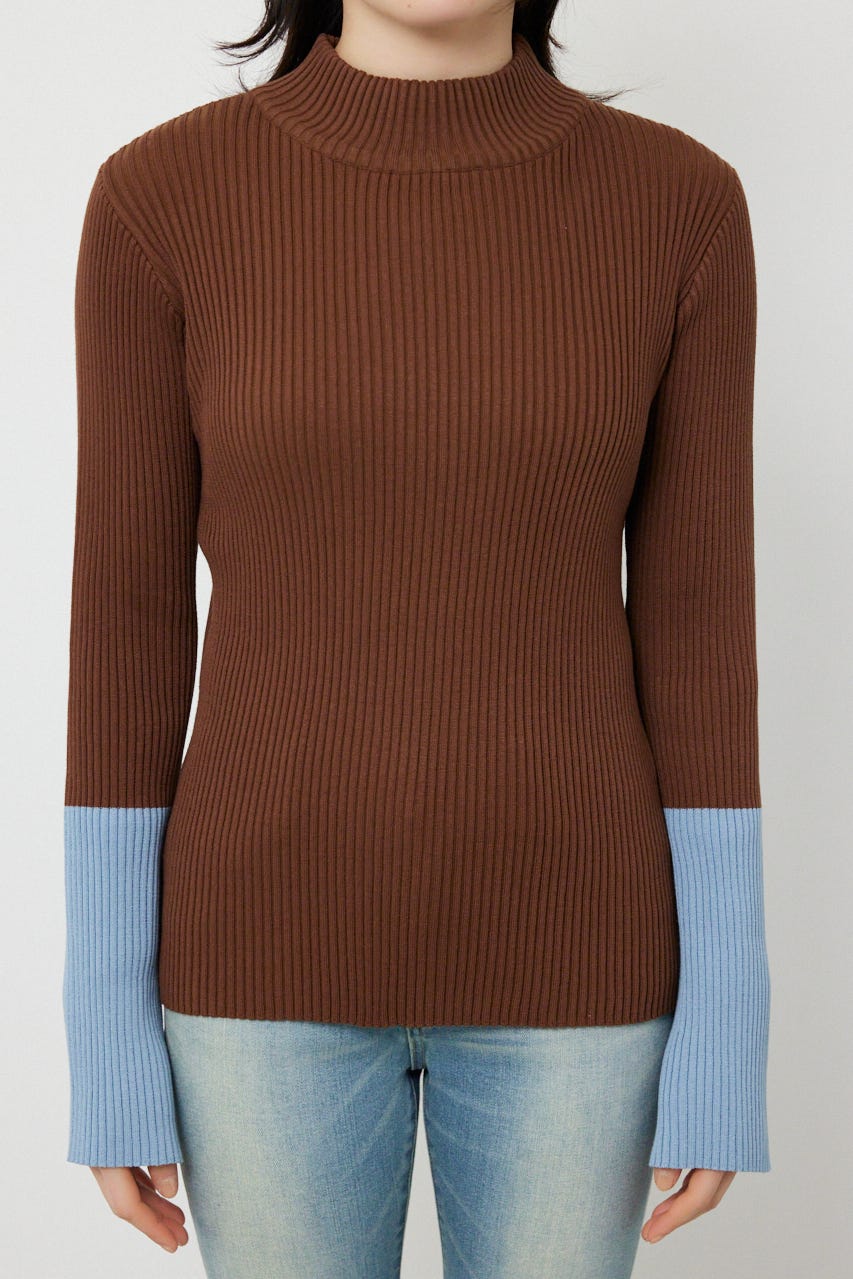 スリーブカラーニットトップス BRN FREE