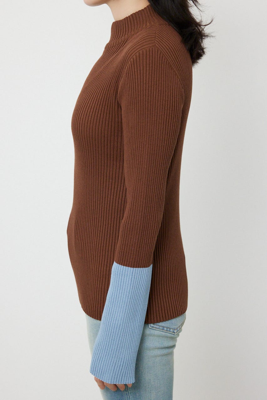 スリーブカラーニットトップス BRN FREE