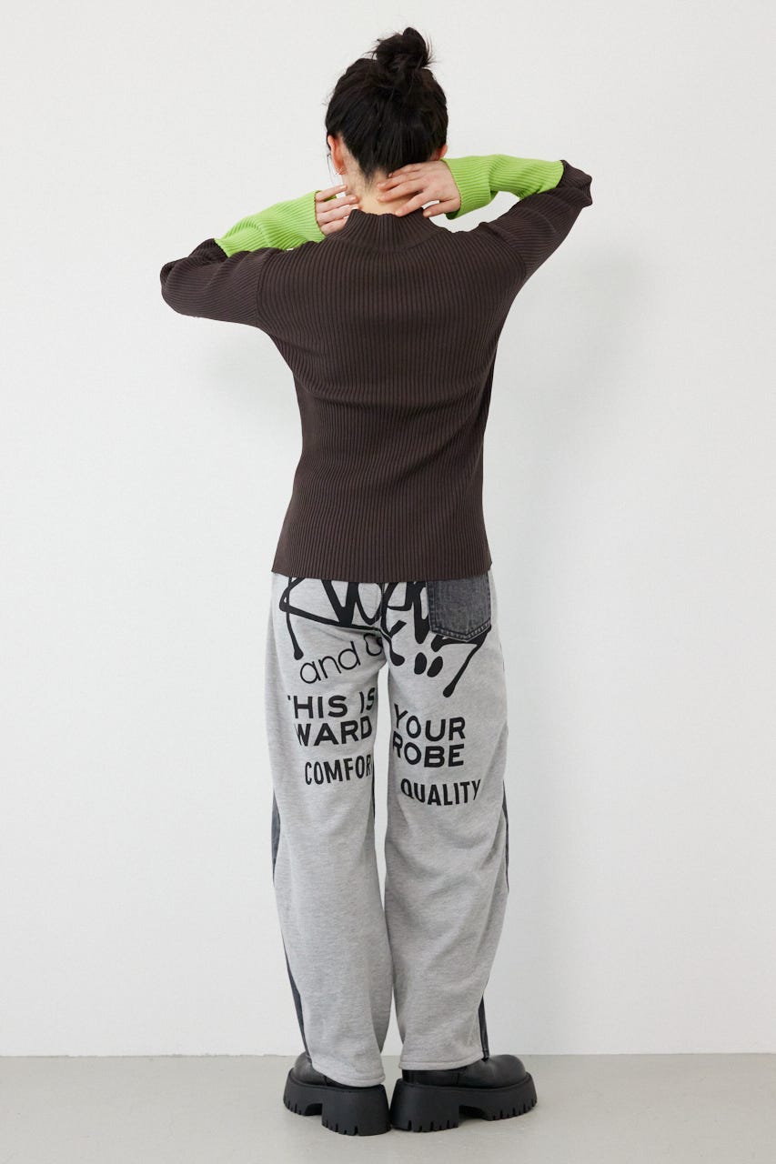 スリーブカラーニットトップス C.GRY FREE