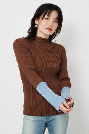 スリーブカラーニットトップス