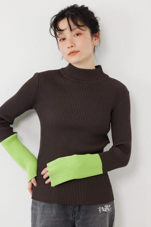 スリーブカラーニットトップス