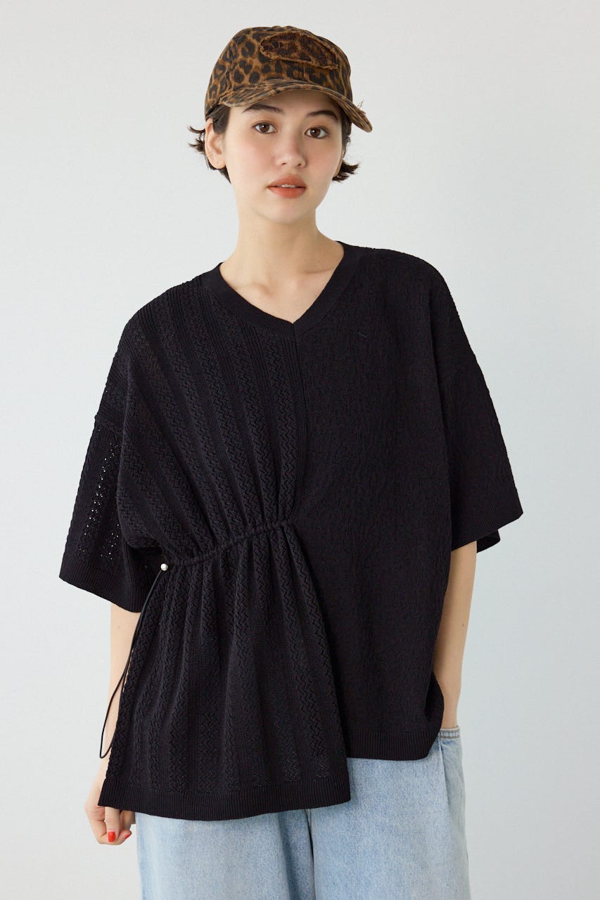 透編ニットトップス BLK FREE