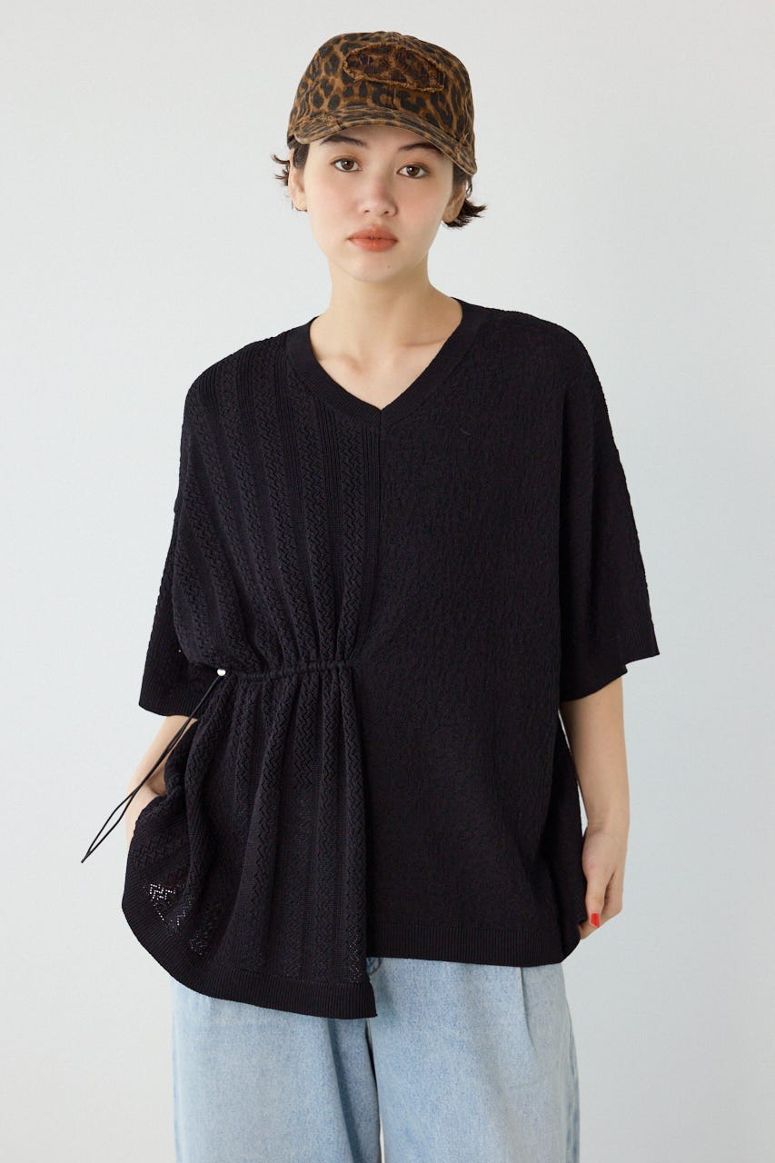 透編ニットトップス BLK FREE