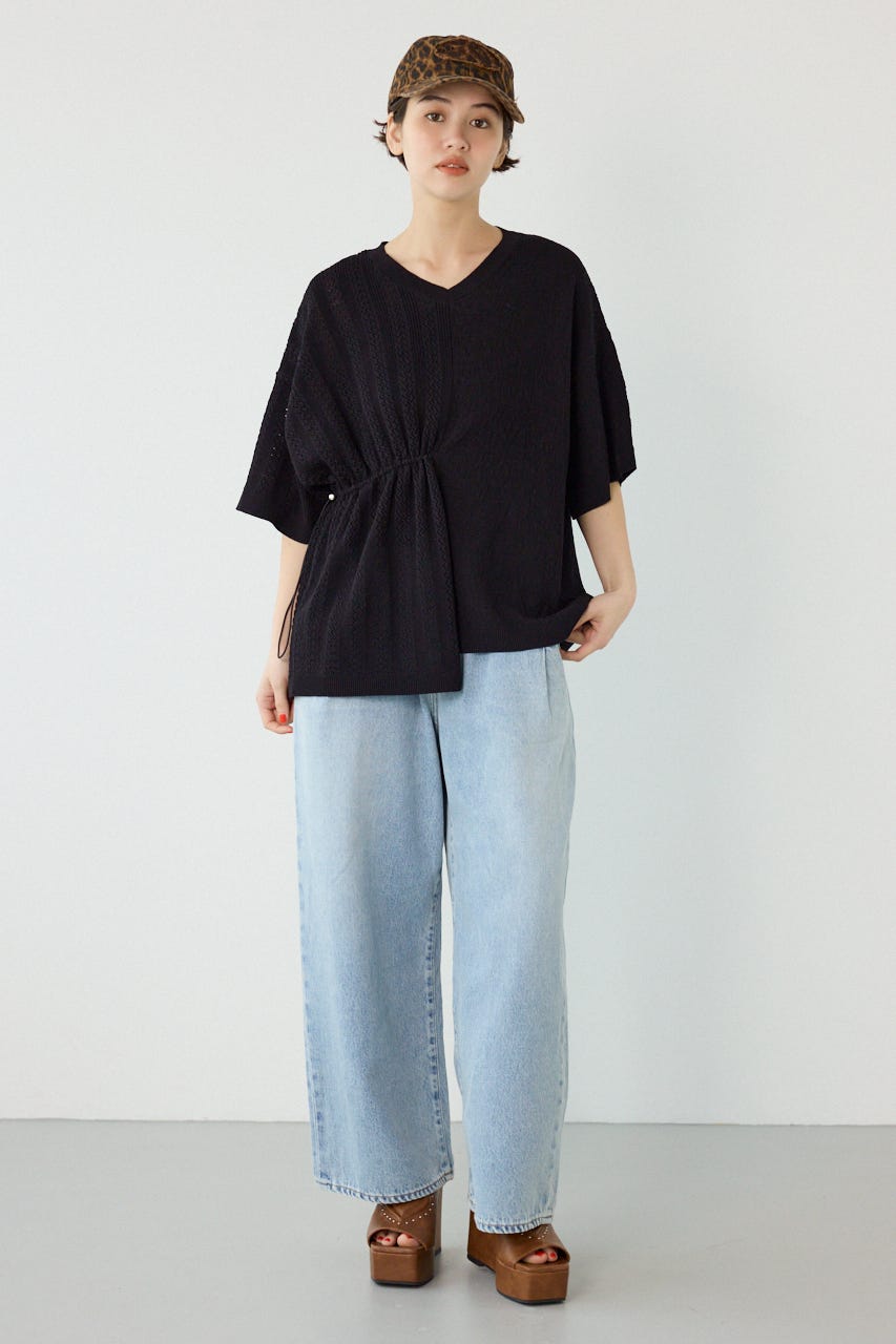 透編ニットトップス BLK FREE