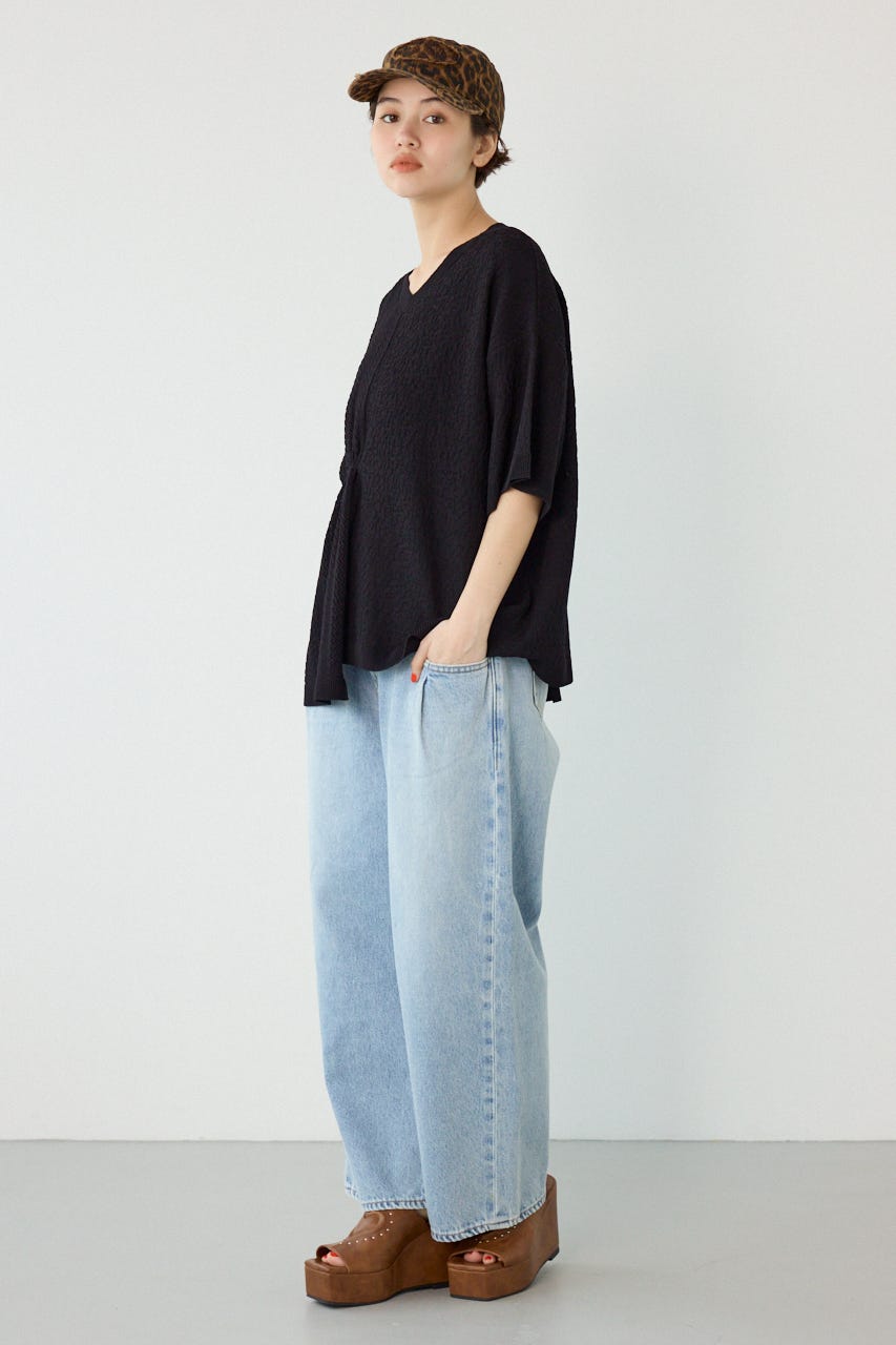 透編ニットトップス BLK FREE