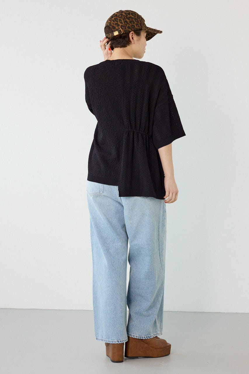 透編ニットトップス BLK FREE