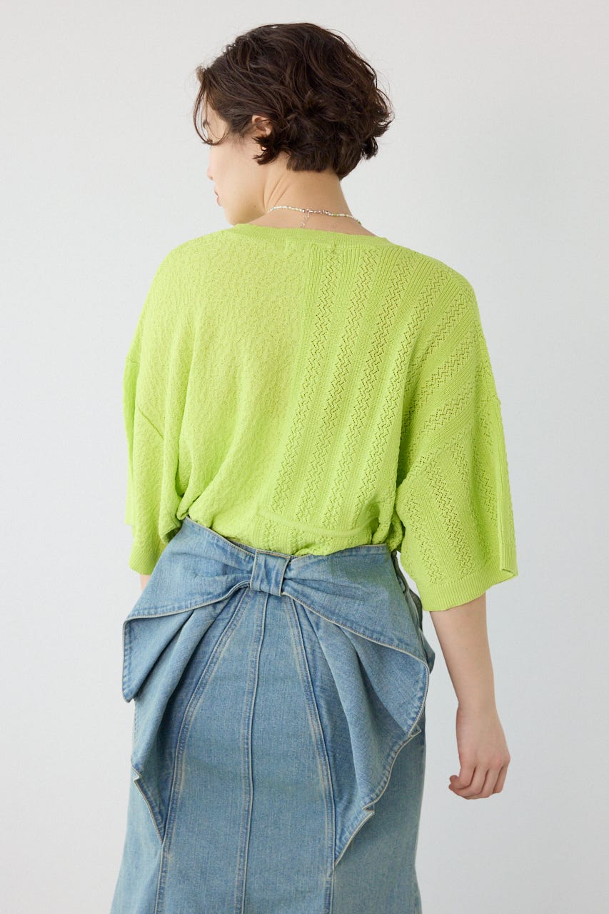 透編ニットトップス LIME FREE