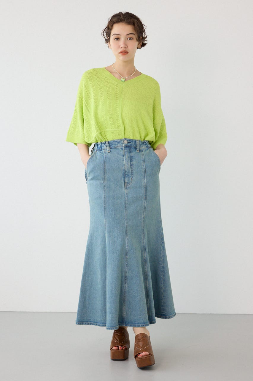透編ニットトップス LIME FREE