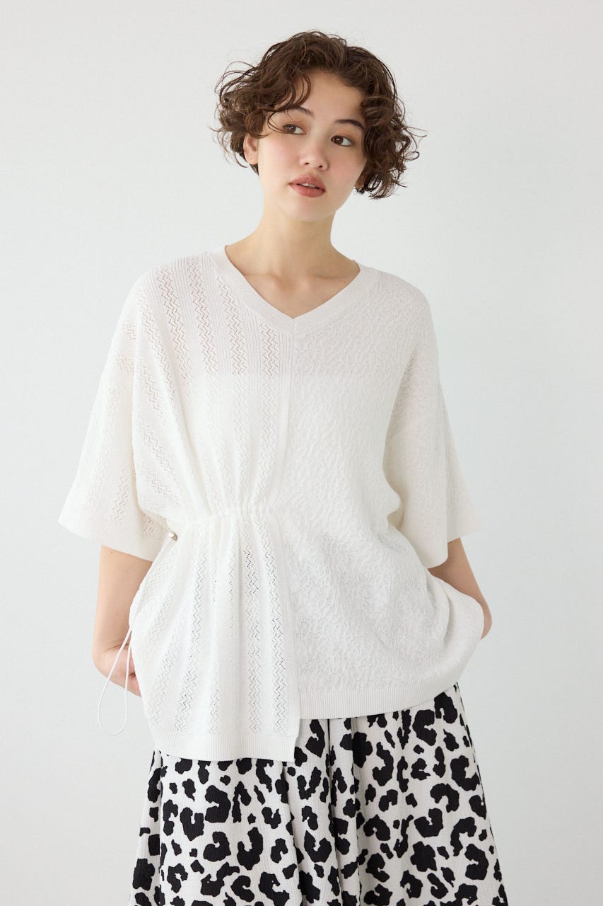 透編ニットトップス O/WHT FREE