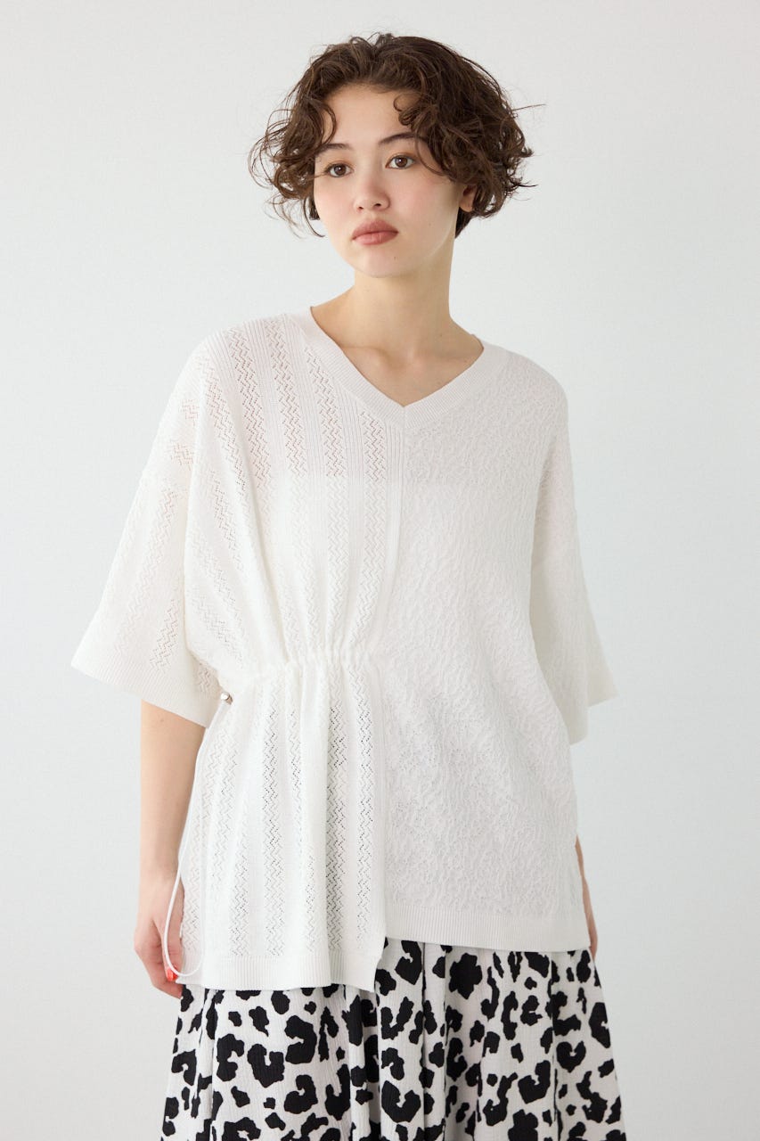 透編ニットトップス O/WHT FREE