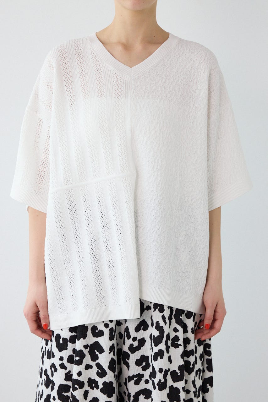 透編ニットトップス O/WHT FREE
