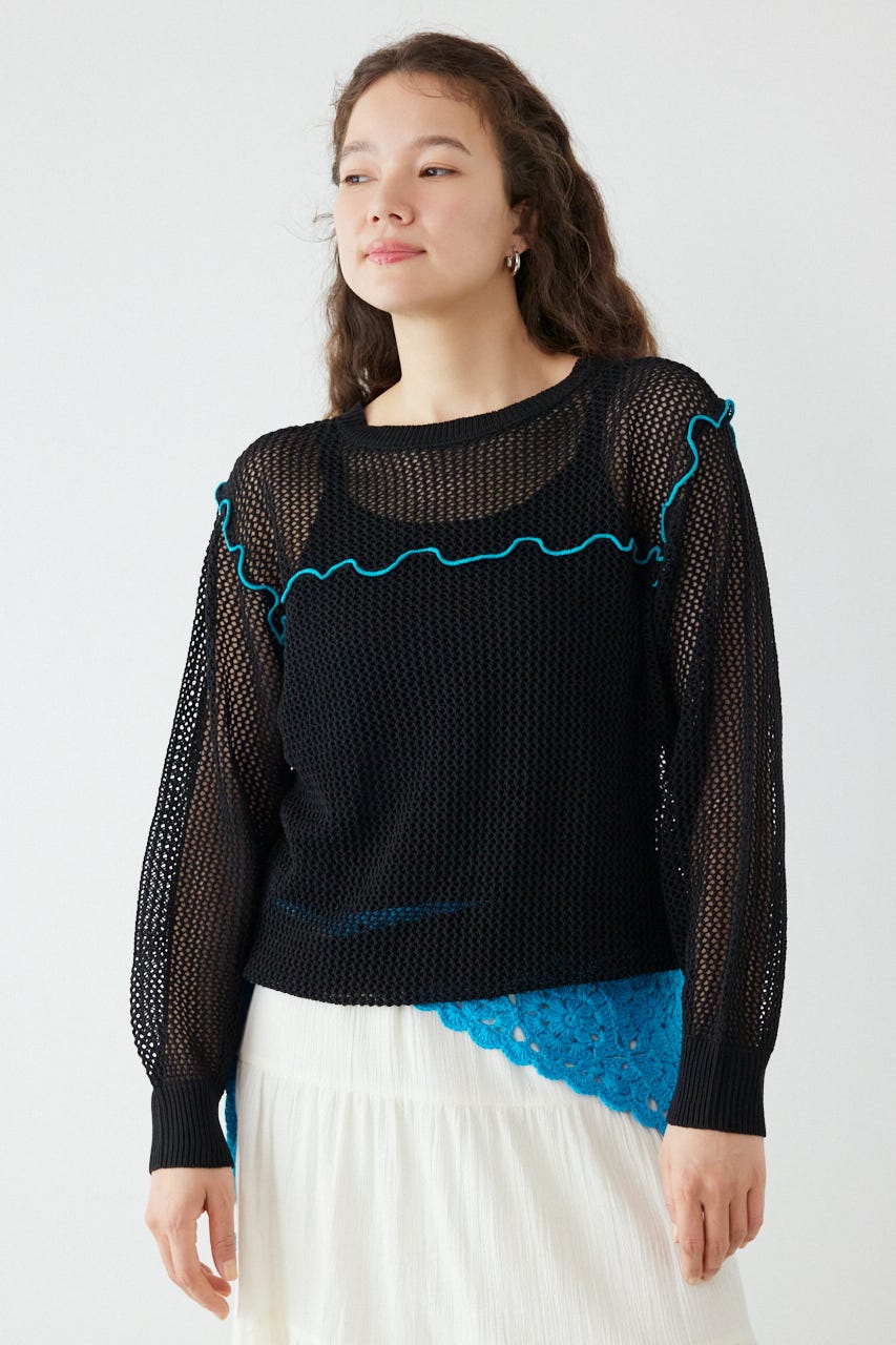 前後2WAYメローニットトップス BLK FREE