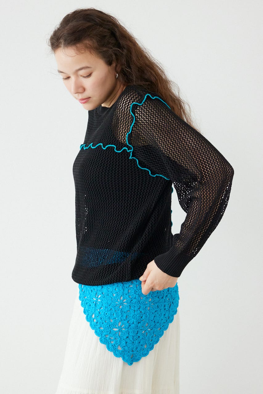 前後2WAYメローニットトップス BLK FREE