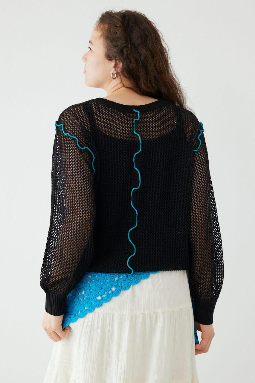 前後2WAYメローニットトップス BLK FREE